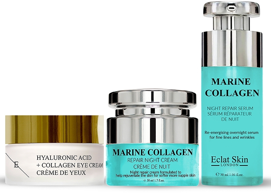 Набор - Eclat Skin London Marine Collagen & Hyaluronic Acid (f/cr/50ml + f/ser/30ml + eye/cr/20ml) — фото N1