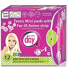 Мини-прокладки для подростков, 12 шт. - Gentle Day Teens Mini Pads With Far-Ir Anion Strip — фото N1