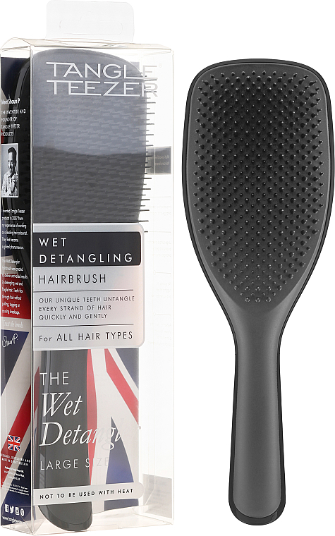 УЦЕНКА Расческа для волос большая, черная - Tangle Teezer The Wet Detangler Black Gloss Large Size Hairbrush * — фото N2