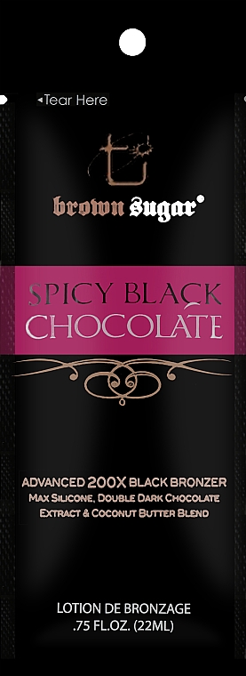 Крем для загара в солярии с темными бронзантами и экстратинглами - Brown Sugar Spicy Black Chocolate 200X (пробник) — фото N1