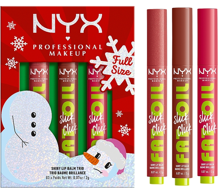 Набір для макияжа губ - NYX Professional Makeup Fat Oil Slick Click Shiny Lip Balm Trio (3xlipbalm/2g) — фото N1