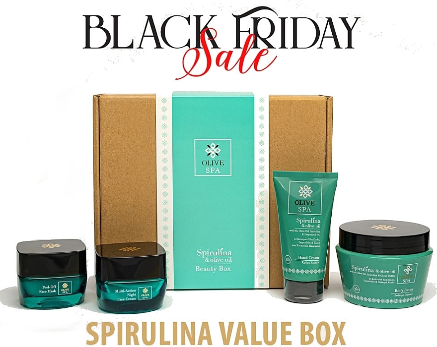 Набір - Olive Spa Spirulina Value Box (mask/50ml + cr/50ml + h/cr/75ml + oil/250ml) — фото N2