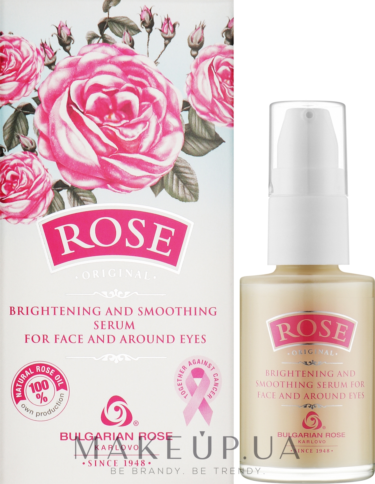 Освітлювальна та розгладжувальна сироватка для обличчя та зони навколо очей - Bulgarian Rose Rose Original Brightening & Smoothing Face & Eye Serum — фото 30ml