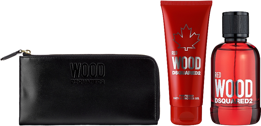 Dsquared2 Red Wood Pour Femme - Набор (edt/100ml + sh/gel/100ml + purse) — фото N1
