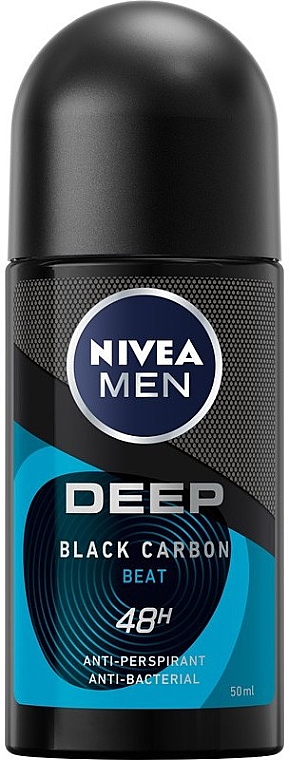 Дезодорант шариковый для мужчин - NIVEA MEN Deep Black Carbon Beat Anti-Perspirant Roll-On — фото N1