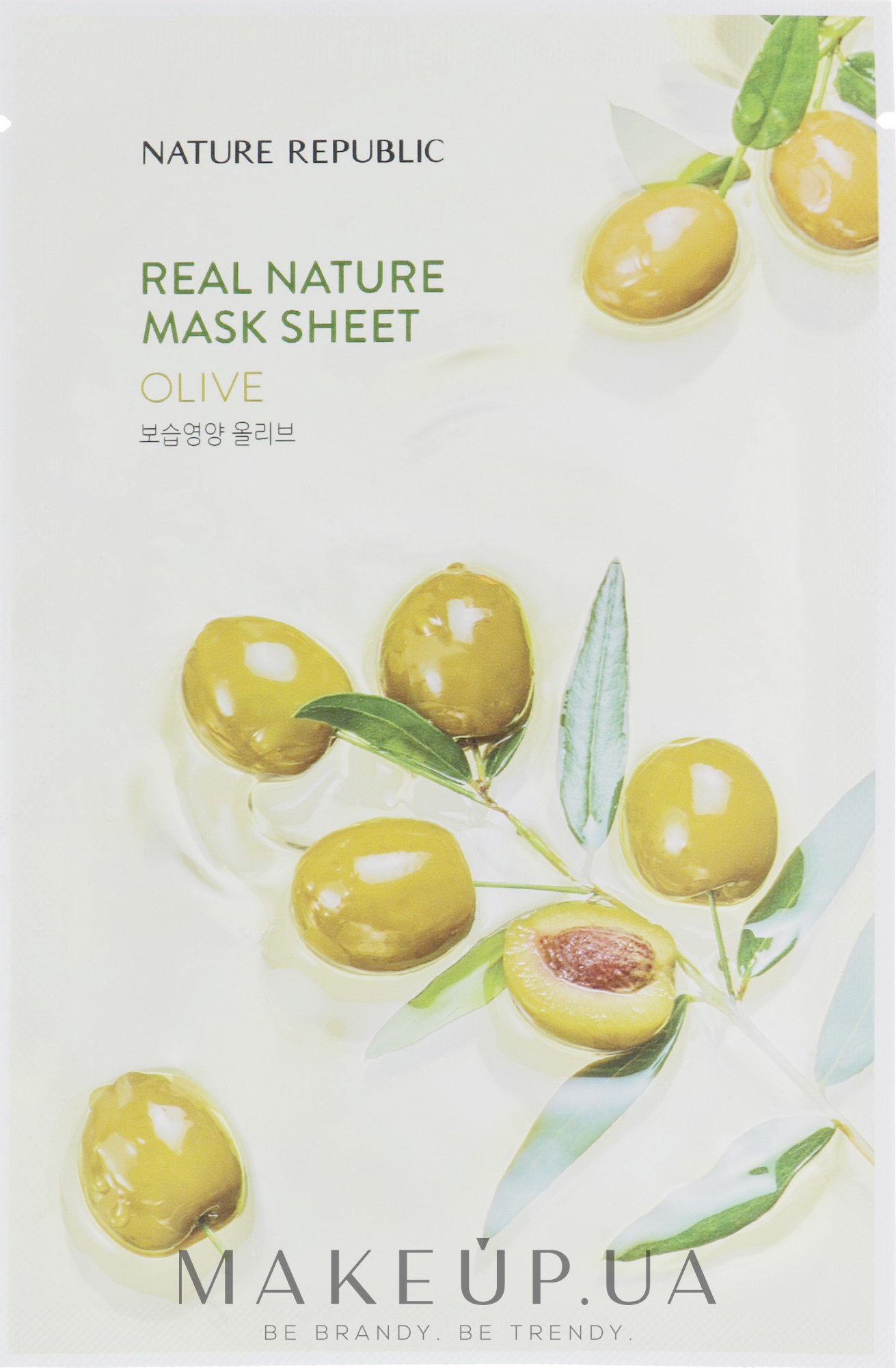 Тканевая маска для лица с экстрактом плодов оливы - Nature Republic Real Nature Mask Sheet Olive — фото 23g