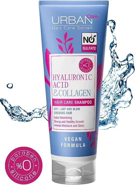 Шампунь для волос с гиалуроновой кислотой - Urban Care Hyaluronic Acid & Collagen Extra Volumizing Strong & Healthy Growth Shampoo — фото N2