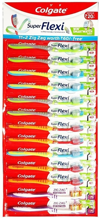 Набір зубних щіток, 13 шт. - Colgate Super Flexi — фото N1