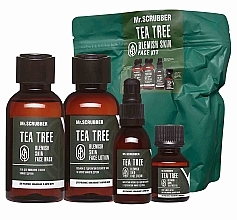 Духи, Парфюмерия, косметика Набор для лица - Mr.Scrubber Tea Tree Skin Treatment (gel/125ml + lot/125ml + cr/55ml + oil/15ml + bag)