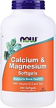Кальций-магний с витамином D и цинком - Now Foods Calcium & Magnesium Softgels — фото N1