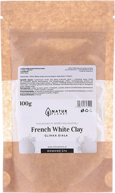 Маска для обличчя, з білою глиною - Natur Planet French White Clay — фото N1