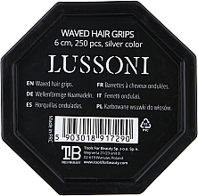 Невидимки прямі для волосся, 6 см, срібні - Lussoni Waved Hair Grips Silver 6 cm — фото N2
