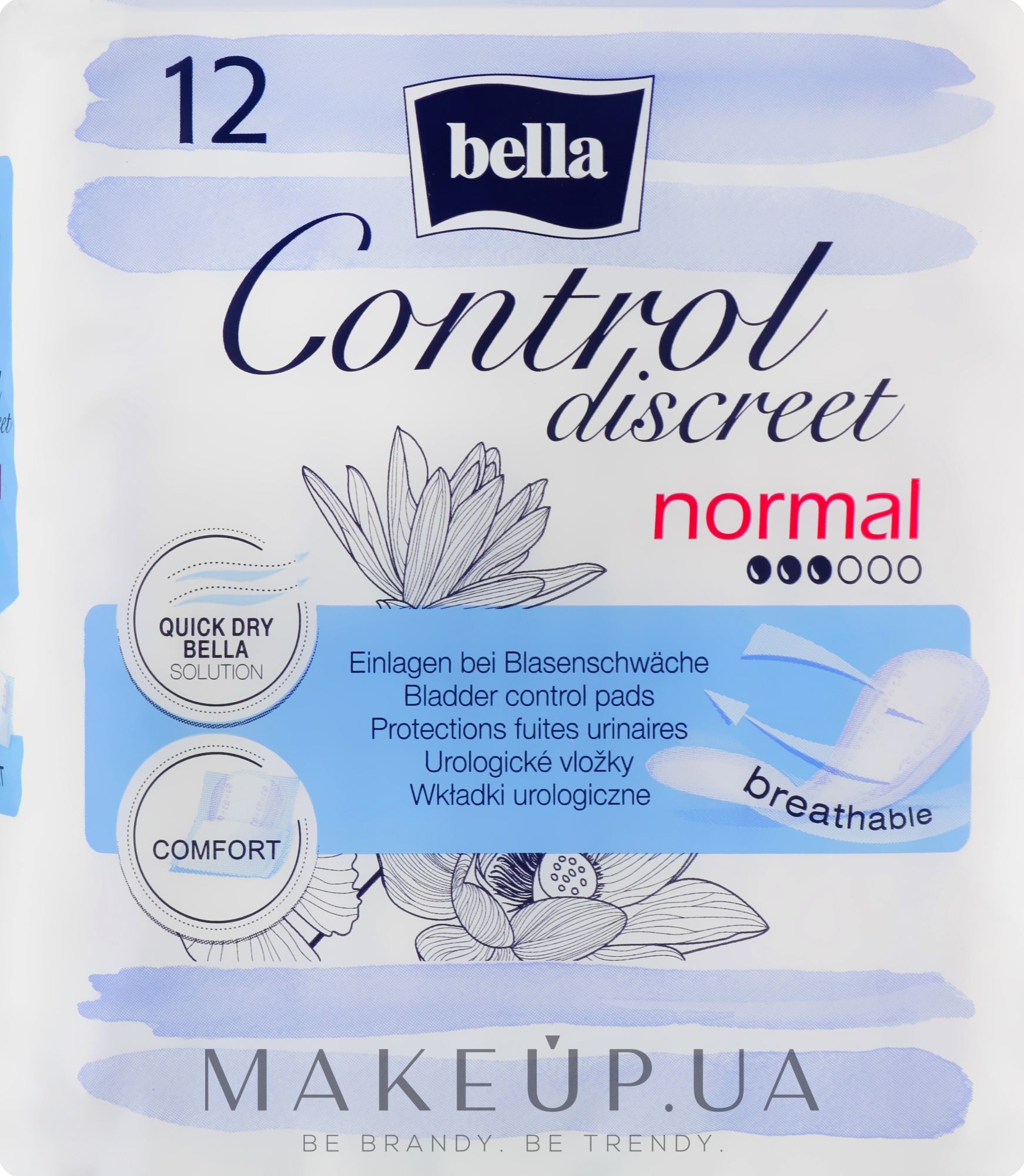 Урологические прокладки для женщин, 12 шт. - Bella Control Discreet Normal Bladder Control Pads — фото 12шт