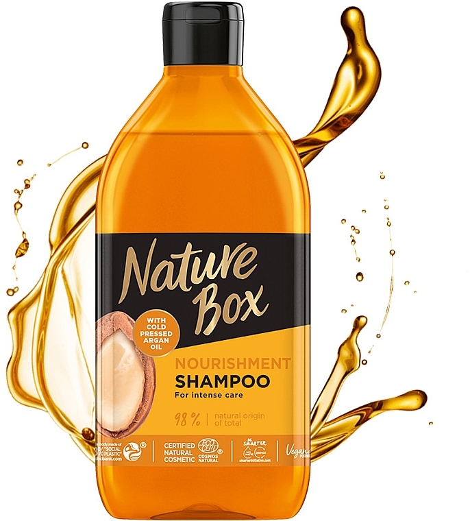 Шампунь для живлення та інтенсивного догляду за волоссям з аргановою олією холодного віджиму - Nature Box Nourishment Vegan Shampoo with cold pressed Argan oil — фото N2