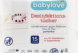 Духи, Парфюмерия, косметика Дезинфицирующие салфетки, 15 шт - Babylove Desinfektions-Tucher