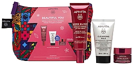 Духи, Парфюмерия, косметика Набор - Apivita Set Beautiful You Wine Elixir (f/cr/40ml + f/clean/50ml + f/cr/15ml + bag)