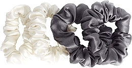 Набор резинок из натурального шелка, размер S, белая+серая - de Lure Scrunchie Set  — фото N1
