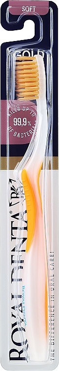 Зубная щетка мягкая с наночастицами золота, оранжевая - Royal Denta Gold Soft Toothbrush — фото N1
