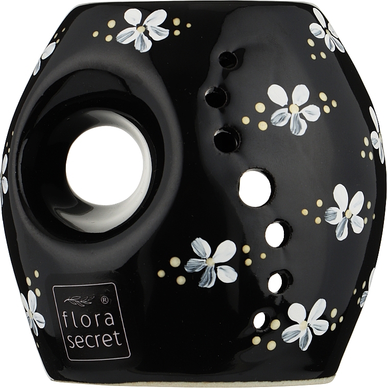 Аромалампа "Ирис", черная с цветами - Flora Secret — фото N1