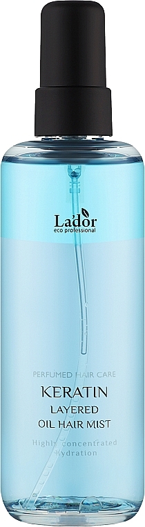 Двофазний кератиновий міст для волосся з комплексом олій - La'dor Keratin Layered Oil Mist — фото N1