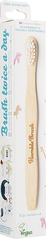 Детская бамбуковая зубная щетка, ультрамягкая, белая - The Humble Co.