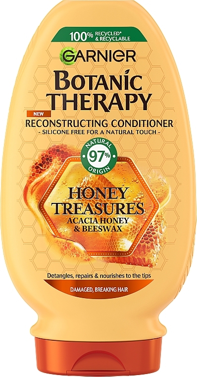 Восстанавливающий бальзам-ополаскиватель для очень поврежденных и секущихся волос "Мед и пчелиный воск" - Garnier Botanic Therapy