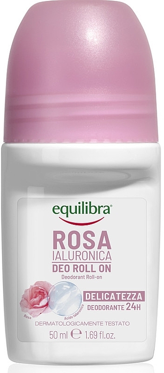 Шариковый дезодорант "Роза" с гиалуроновой кислотой - Equilibra Rosa Deo Roll On — фото N1