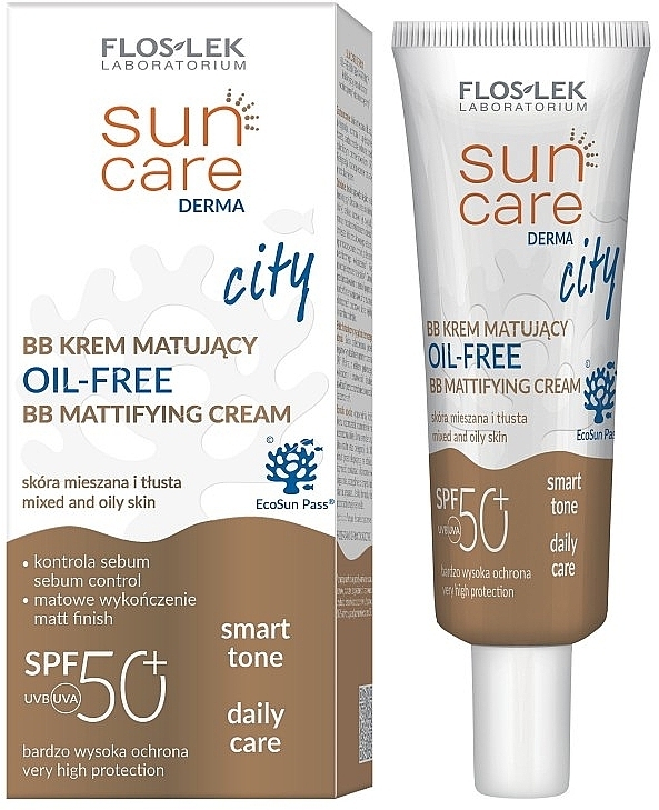 ВВ-крем матирующий - Floslek Sun Care Derma Oil-Free BB Mattifying Cream SPF 50