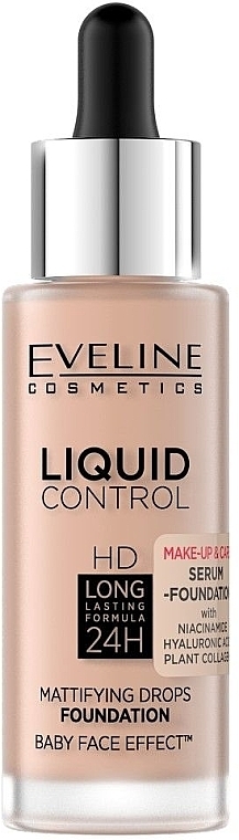 Тональная основа с ниацинамидом - Eveline Cosmetics Liquid Control HD — фото N1