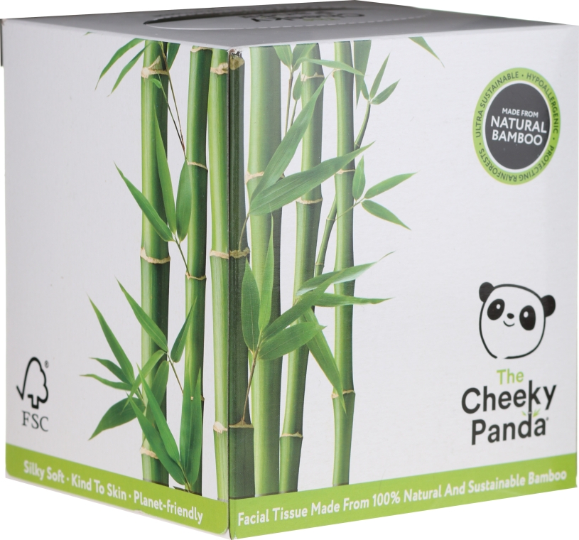 Сухие бамбуковые салфетки для лица, 56 шт - Cheeky Panda Bamboo Facial Tissue Cube — фото N1