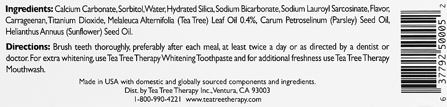 Зубна паста з харчовою содою - Tea Tree Therapy Toothpaste With Baking Soda — фото N3