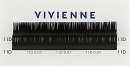 Накладные ресницы "Elite", черные, 2 линии (0,07, D, (11)) - Vivienne — фото N1