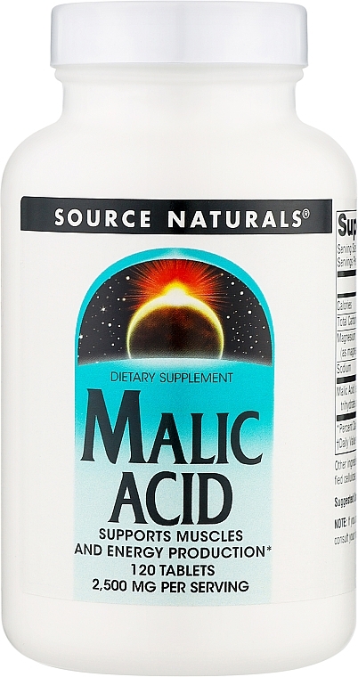 Пищевая добавка "Яблочная кислота", 2500 мг, таблетки - Source Naturals Malic Acid 2500 mg — фото N1