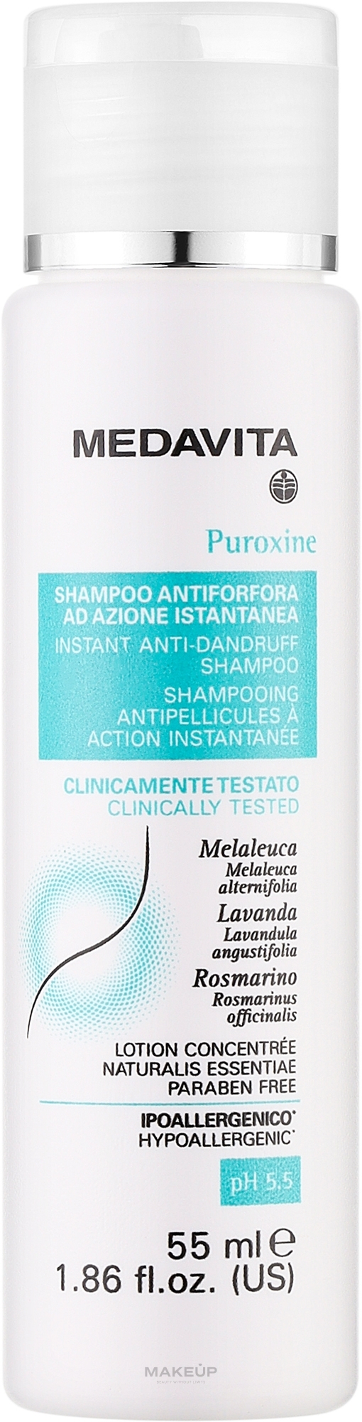Шампунь для волос - Medavita Puroxine Instant Anti-Dandruff Shampoo  — фото 55ml