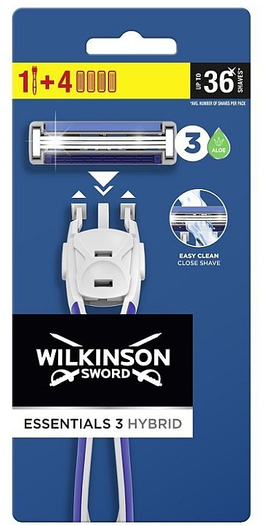 Бритва с 4 сменными кассетами - Wilkinson Sword Essentials 3 Hybrid — фото N1