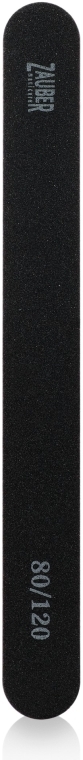 Пилка для нігтів вузька чорна з червоною прошарком, 80/120 - Zauber — фото N1