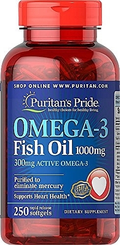 Омега-3, 1000 мг - Puritan's Pride Double Strength Omega-3 Fish Oil 1000mg/300mg Softgels — фото N1