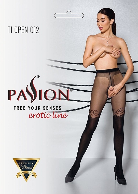 Колготки еротичні з вирізом Tiopen 012, 20/40 Den, black - Passion — фото N1