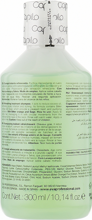 Освіжувальний лікувальний шампунь для жирної шкіри голови - Eva Professional Capilo Ekilibrium Shampoo №08 — фото N3