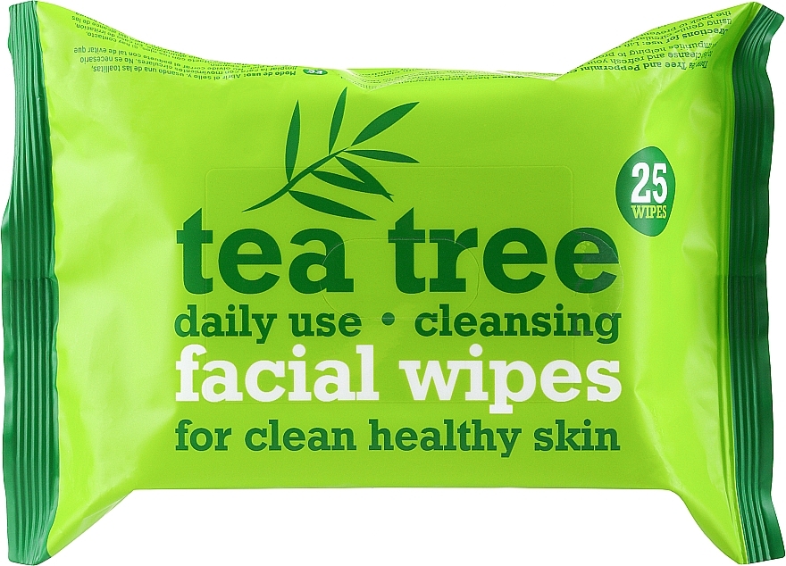 Очищувальні серветки для обличчя 25 шт - Xpel Marketing Ltd Tea Tree Facial Wipes For Clean Healthy Skin — фото N1