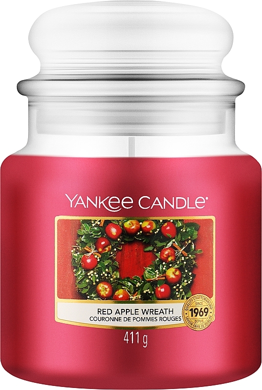 Ароматическая свеча "Красный яблочный венок" в банке - Yankee Candle Red Apple Wreath — фото N1