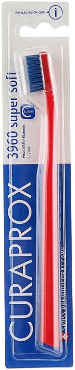 Зубная щетка CS 3960 "Super Soft", D 0,12 мм, красная, синяя щетина - Curaprox