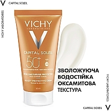 УЦЕНКА Солнцезащитный крем для лица тройного действия SPF 50 - Vichy Capital Soleil Velvety Cream SPF50 * — фото N4