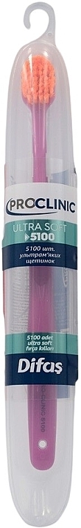 Зубна щітка "Ultra Soft" 512063, рожева з помаранчевою щетиною, в кейсі - Difas Pro-Clinic 5100 — фото N4