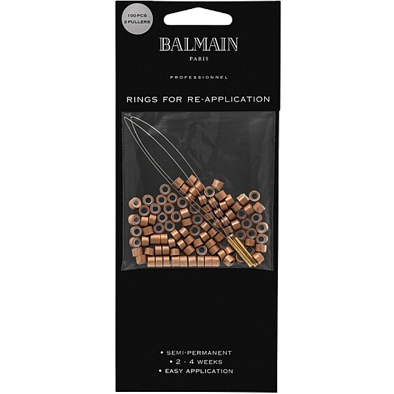 Мікрокільця для нарощування волосся, чорні, 100 шт. - Balmain Paris Hair Couture Soft Rings Black — фото N1