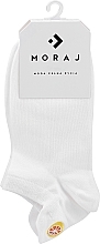 Шкарпетки жіночі короткі бавовняні, білі, алельсин - Moraj — фото N1