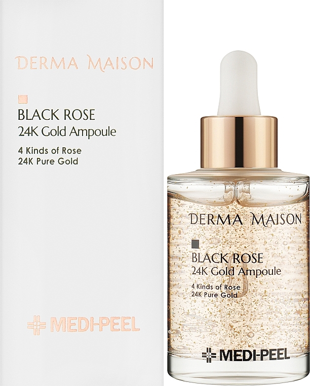 Розгладжувальна ампульна сироватка для обличчя з екстрактом троянди та золотом - Medi-Peel Derma Maison Black Rose 24K Gold Ampoule — фото N2
