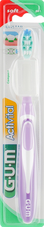 Зубна щітка, м'яка "Activital", фіолетова - G.U.M Soft Compact Toothbrush — фото N1