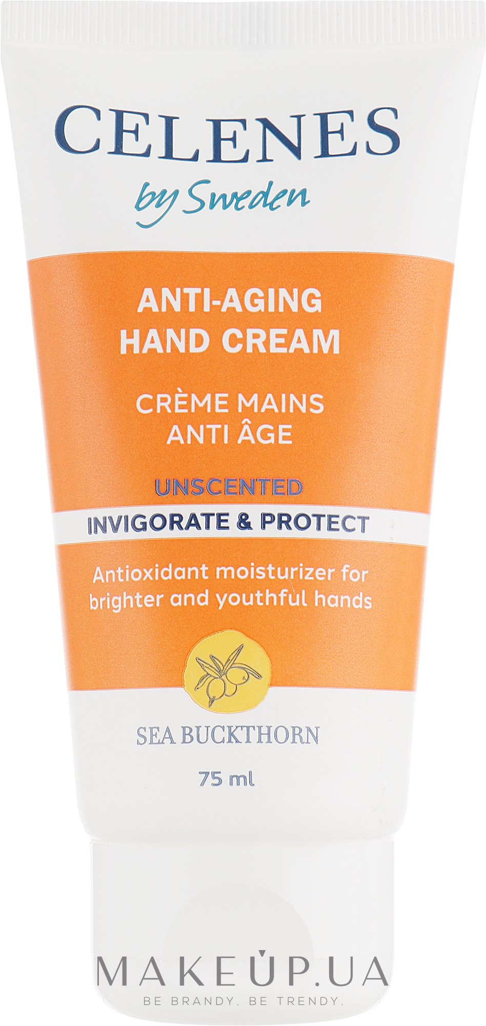 Антивозрастной крем для рук с облепихой для всех типов кожи - Celenes Sea Buckthorn Antiaging Hand Cream-Unscented All Skin Types  — фото 75ml