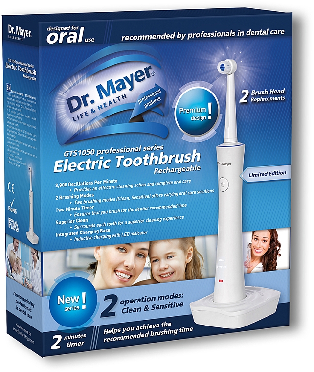 Электрическая зубная щетка GTS1050, белая - Dr. Mayer Rechargeable Electric Toothbrush — фото N3